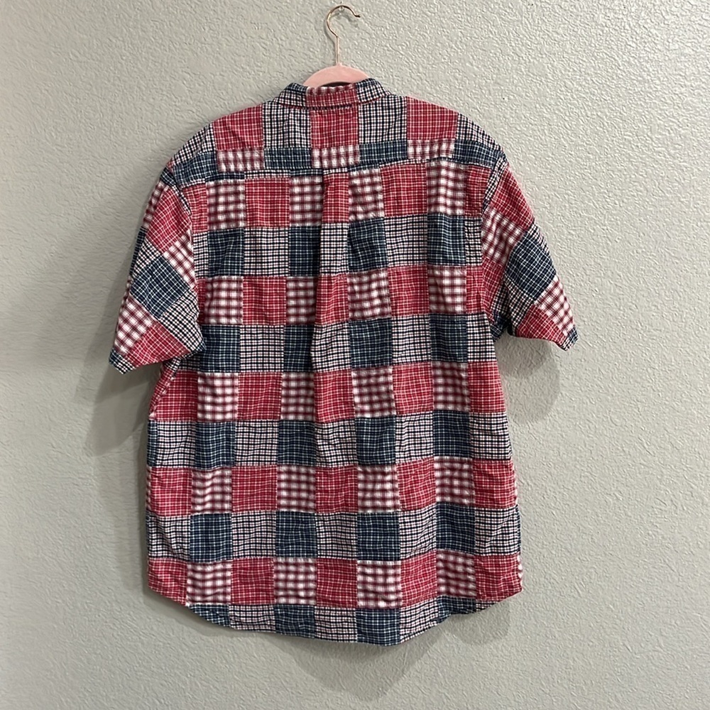 Nautica Shirt XL Men’s Patch Work Button Down Short Sleeve Check Short - Picture 8 of 8